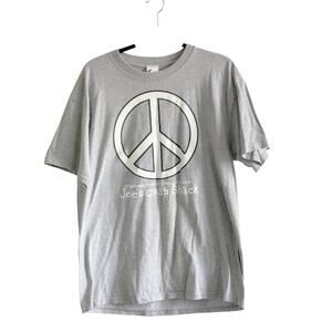 Joe's Crab Shack Gray sz Large Peace Love & Crabs Front Back Graphic T Shirt Y2k
